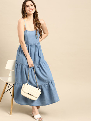 all about you Women Maxi Blue Full Length Dress