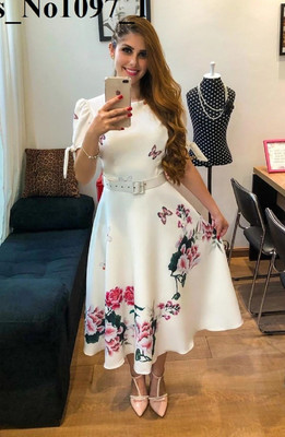 FOXDX Women A-line Multicolor Midi/Calf Length Dress