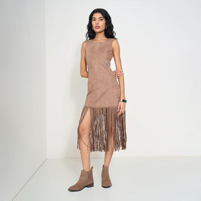 Honey By Pantaloons Women A-line Brown Maxi/Full Length Dress