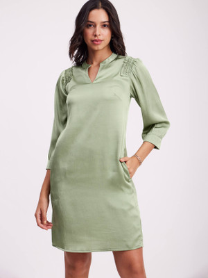 Fable Street Women A-line Green Above Knee/Mid Thigh Length Dress