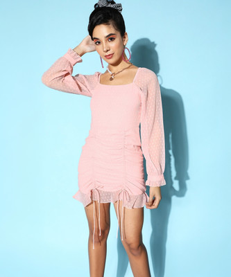 Berrylush Women Bodycon Pink Mini/Short Dress