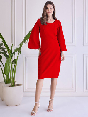 CHEMISTRY Women Bodycon Red Knee Length Dress