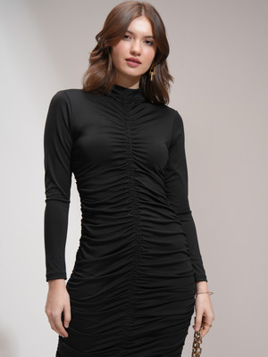 Tokyo Talkies Women Bodycon Black Midi/Calf Length Dress