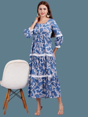 sana fashion Women Gown Blue Dress