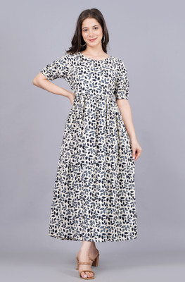 Divis Fashion Women A-line Grey Ankle Length Dress