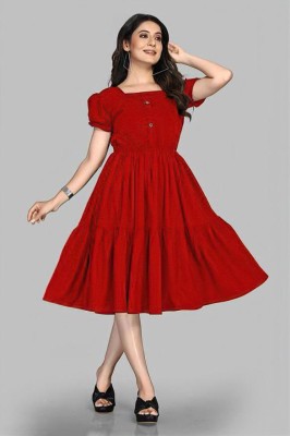 one amore Women A-line Red Dress