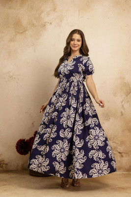 METRONAUT Women A-line Blue Maxi/Full Length Dress