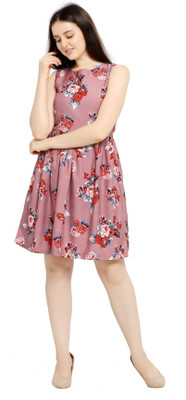 tanvi creation Women Fit and Flare Multicolor Knee Length Dress
