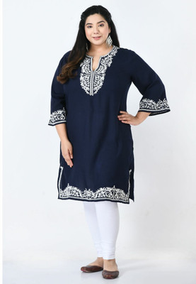 SAAKAA Women A-line Light Blue Midi/Calf Length Dress