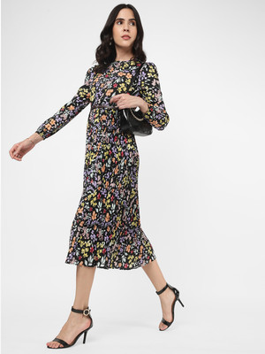 R&B Women A-line Black Midi/Calf Length Dress