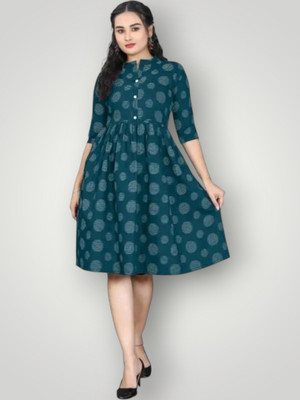 Icon Fashiongf Women Self Design A-line Kurta(Blue)