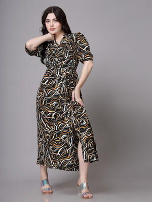 AAYU Women A-line Multicolor Midi/Calf Length Dress