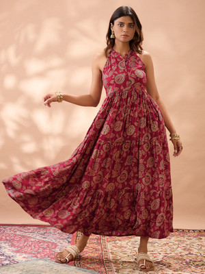 Globus Women A-line Multicolor Midi/Calf Length Dress