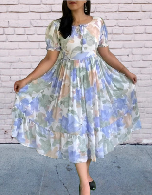 one amore Women A-line Blue Maxi/Full Length Dress