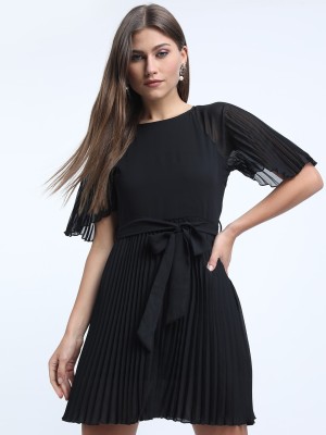 Tokyo Talkies Women Pleated Black Dress