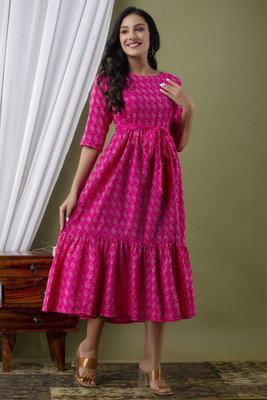 Kharoliya Flared/A-line Gown(Pink)