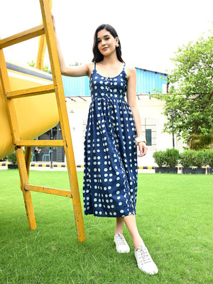 Sangria Women Empire Waist Blue Midi/Calf Length Dress