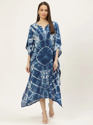 maaesa Women Kaftan Blue Midi/Calf Length Dress
