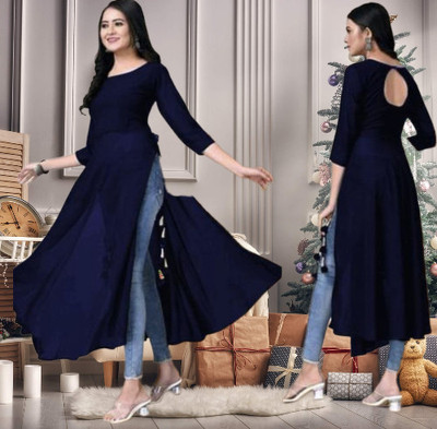 Panth Creation Women Fit and Flare Purple Maxi/Full Length Dress