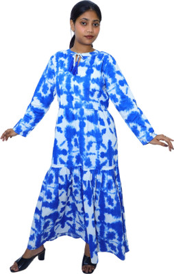RETRORISE Women Maxi Light Blue Full Length Dress