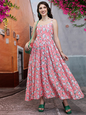 Tokyo Talkies Women Fit and Flare Multicolor Maxi/Full Length Dress