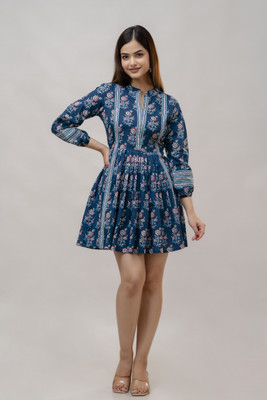 Kurtiking Women Tiered Multicolor Knee Length Dress