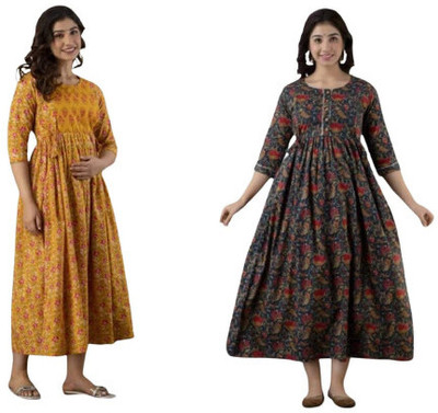 Moda Rapido Women Fit and Flare Multicolor Midi/Calf Length Dress