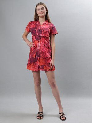 etraana Women Asymmetric Red Knee Length Dress