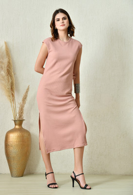 Arbiter Collection Women Bodycon Pink Midi/Calf Length Dress
