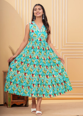 RD Fab Women Maxi Multicolor Midi/Calf Length Dress