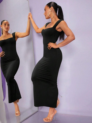 METRONAUT Women Bodycon Black Maxi/Full Length Dress