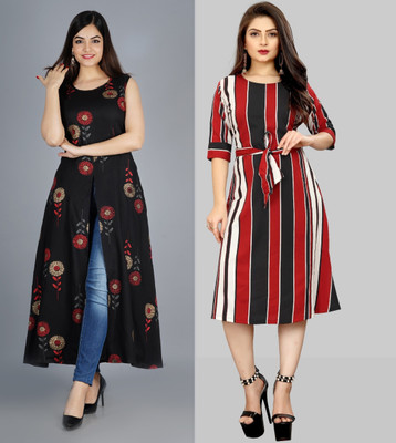 tanvi creation Women A-line Red Midi/Calf Length Dress