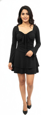 MGR FASHIONS Women Tiered Black Mini/Short Dress