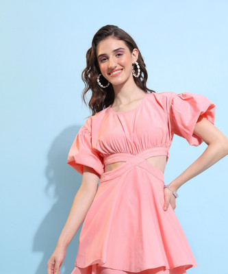 Tokyo Talkies Women A-line Pink Mini/Short Dress