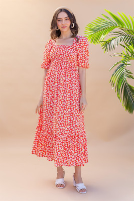Honky Tonky Women Maxi Red Midi/Calf Length Dress