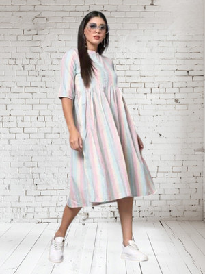 Rangrasiya Creation Women Fit and Flare White Below Knee Dress