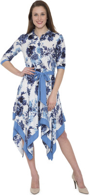 Hive91 Women Wrap Blue Knee Length Dress