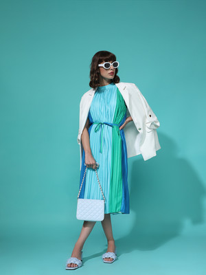 VERO MODA Women A-line Blue Midi/Calf Length Dress