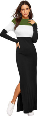 DyrectDeals Women Maxi Green Full Length Dress