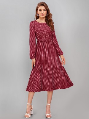 Toochki Women Fit and Flare Maroon Dress