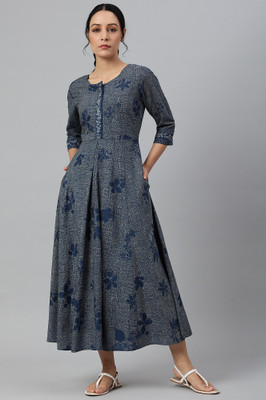 W Women Ethnic Dress Dark Blue Midi/Calf Length Dress