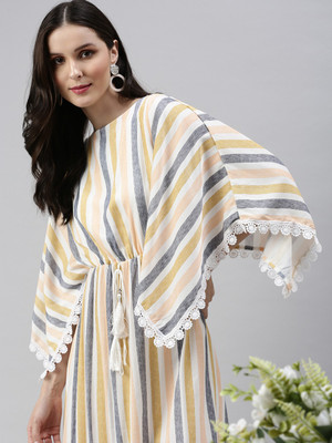 Showoff Women Kaftan Multicolor Midi/Calf Length Dress