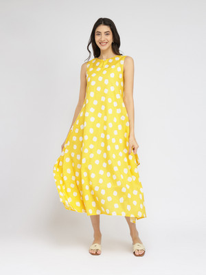 Pink Fort Women A-line Yellow Maxi/Full Length Dress