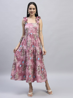 ROSEMELON Women A-line Pink Maxi/Full Length Dress