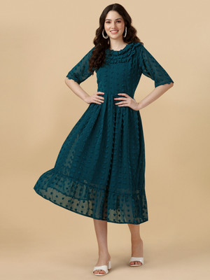 PIRUZA Women Maxi Dark Green Midi/Calf Length Dress