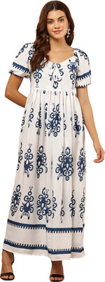JuglyGirls Women A-line Blue Maxi/Full Length Dress