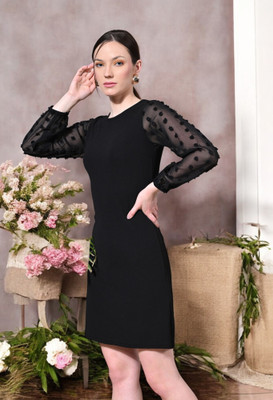 SFOTY Women Bodycon Black Knee Length Dress
