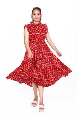 Jaipuri Attire Women Fit and Flare Red Dress