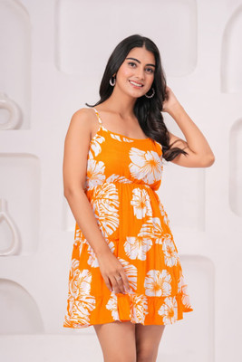 Bhawanaprint Women A-line Yellow Mini/Short Dress