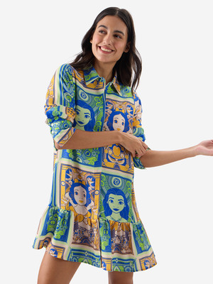 The Souled Store Women Fit and Flare Multicolor Above Knee/Mid Thigh Length Dress